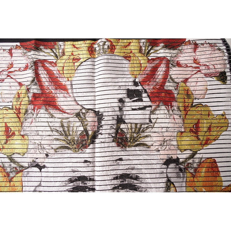 NEW $1450 ALEXANDER MCQUEEN Red, Orange Yellow SLICED SKELETON Wool Stole SCARF