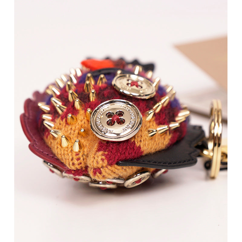 NEW $395 BURBERRY Nigel The Sole Fish SPIKE STUDDED Bag Charm CASHMERE KEY RING