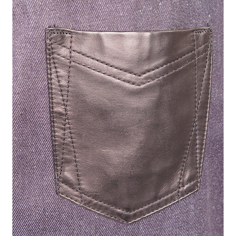 sz 40 NEW $1,970 ROBERTO CAVALLI Black SEQUIN Leather Trim DENIM MINI SKIRT XS