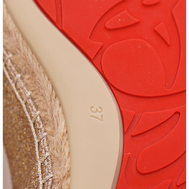 37 NEW $695 CHRISTIAN LOUBOUTIN ALIOCHETTE Gold GLITTER SPIKE ESPADRILLES FLATS