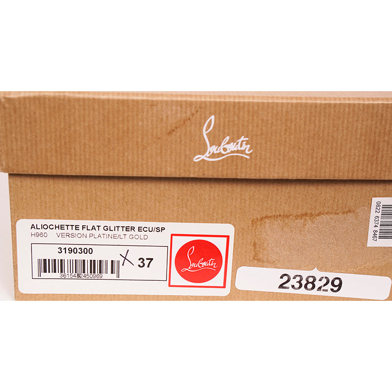 37 NEW $695 CHRISTIAN LOUBOUTIN ALIOCHETTE Gold GLITTER SPIKE ESPADRILLES FLATS