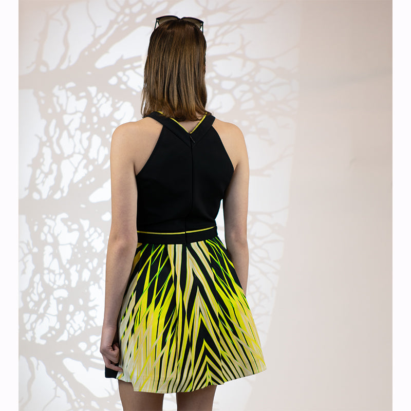 42 & 46 NEW $2560 ROBERTO CAVALLI Black Yellow-Green TROPICAL PALM PRINT Summer DRESS