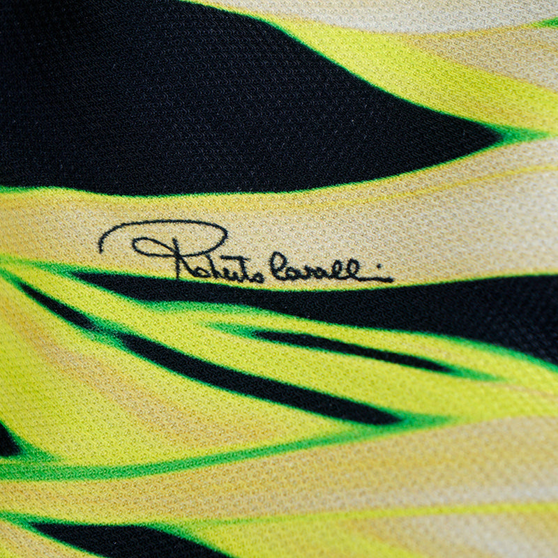 42 & 46 NEW $2560 ROBERTO CAVALLI Black Yellow-Green TROPICAL PALM PRINT Summer DRESS