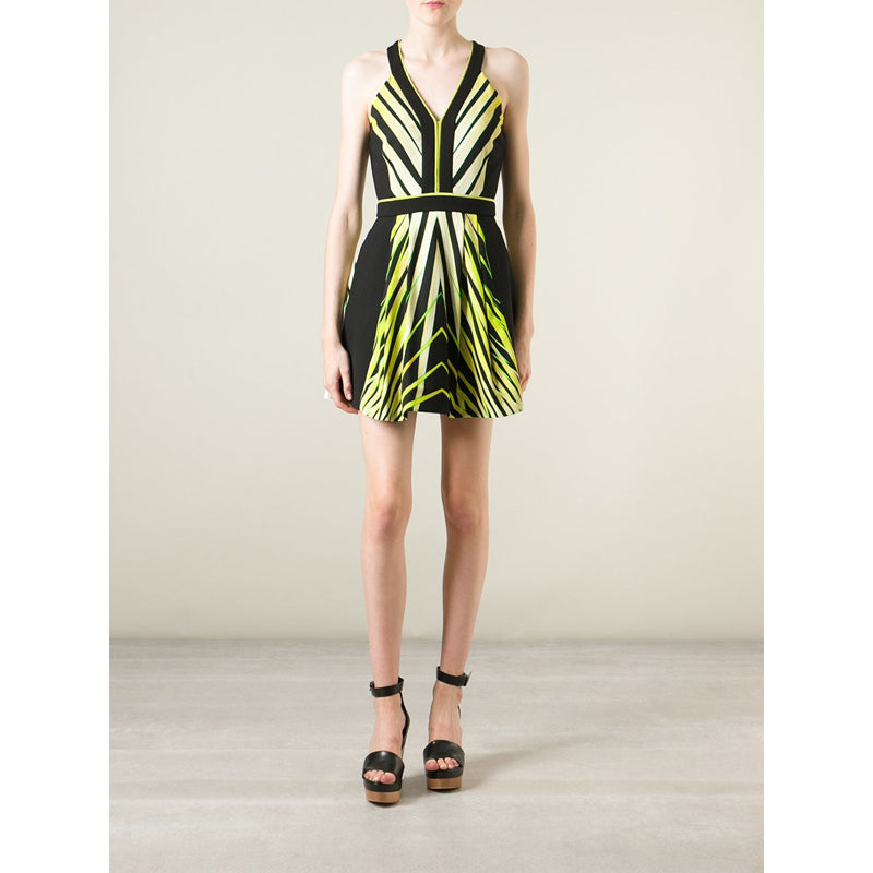 42 & 46 NEW $2560 ROBERTO CAVALLI Black Yellow-Green TROPICAL PALM PRINT Summer DRESS