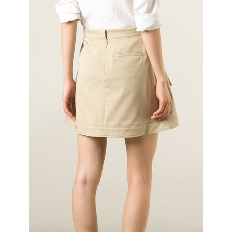 38 NEW $1,335 ROBERTO CAVALLI Runway Khaki Tan Cotton CORSET LACE UP MINI SKIRT
