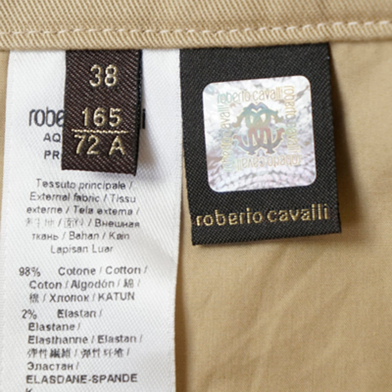 38 NEW $1,335 ROBERTO CAVALLI Runway Khaki Tan Cotton CORSET LACE UP MINI SKIRT