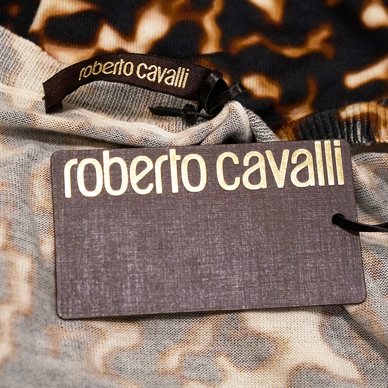 46 NEW $715 ROBERTO CAVALLI Modern Leopard Print COTTON SILK Sleeveless Knit TOP