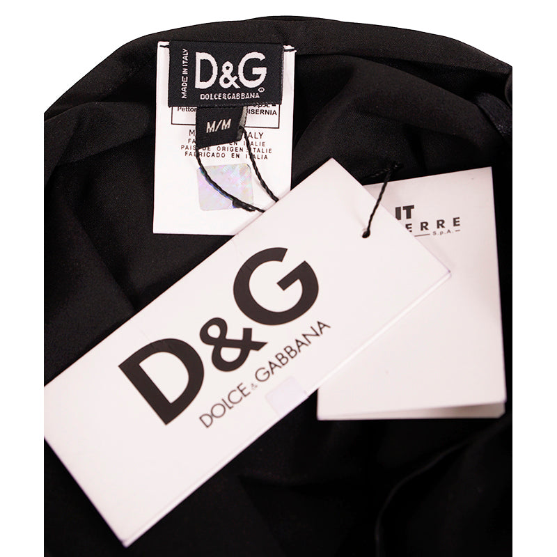 4/6 NEW VINTAGE 1990's DOLCE & GABBANA D&G Black Satin OVERSIZE BOW Halter TOP