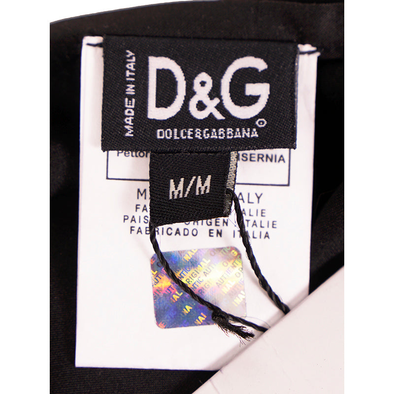 4/6 NEW VINTAGE 1990's DOLCE & GABBANA D&G Black Satin OVERSIZE BOW Halter TOP