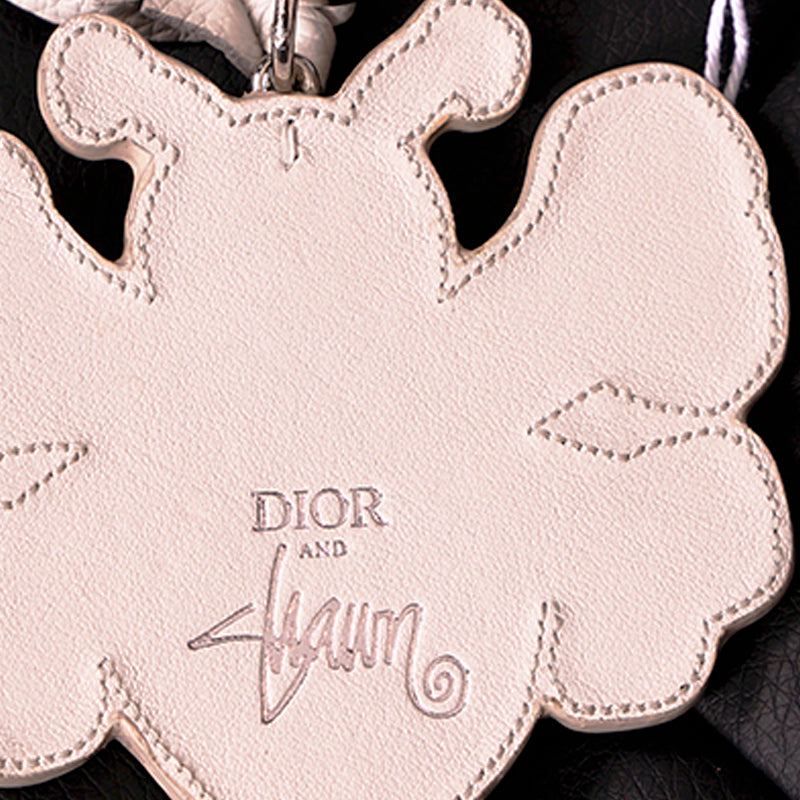 NEW $470 CHRISTIAN DIOR Shawn Stüssy Collab White/Black BEE Stussy KEY RING NWT