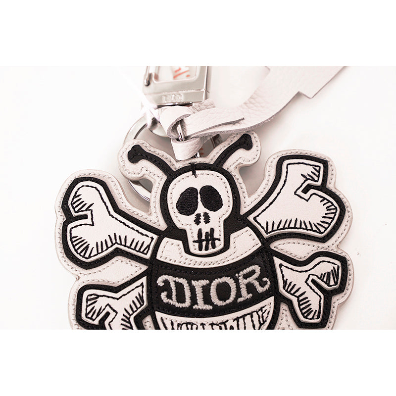 NEW $470 CHRISTIAN DIOR Shawn Stüssy Collab White/Black BEE Stussy KEY RING NWT