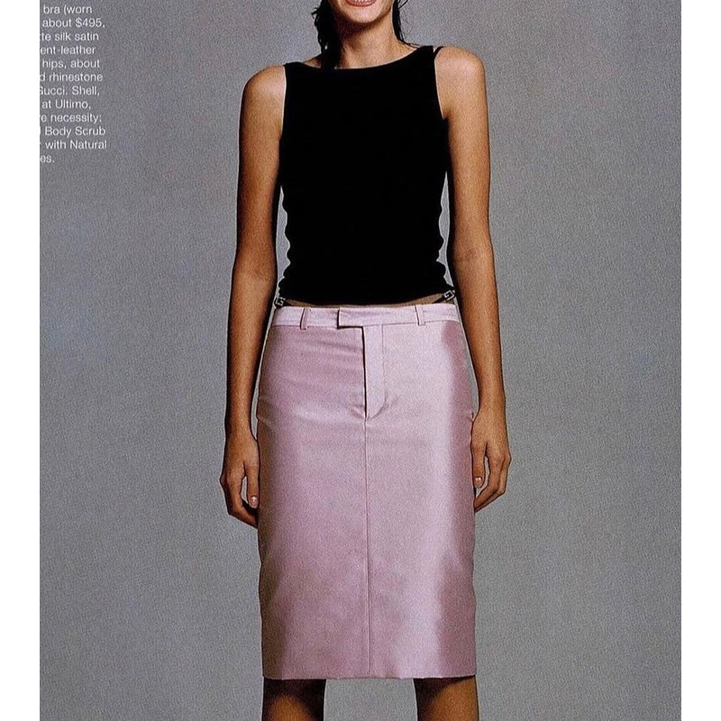 40 VINTAGE GUCCI by TOM FORD RUNWAY Spring 1998 G-Leather Embellished Pink SKIRT