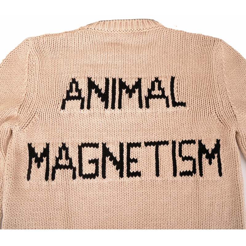 sz L NEW $1800 GUCCI Men's Tan RED STICHED LAMB Knit ANIMAL MAGNETISM SWEATER