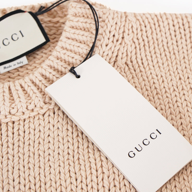 sz L NEW $1800 GUCCI Men's Tan RED STICHED LAMB Knit ANIMAL MAGNETISM SWEATER