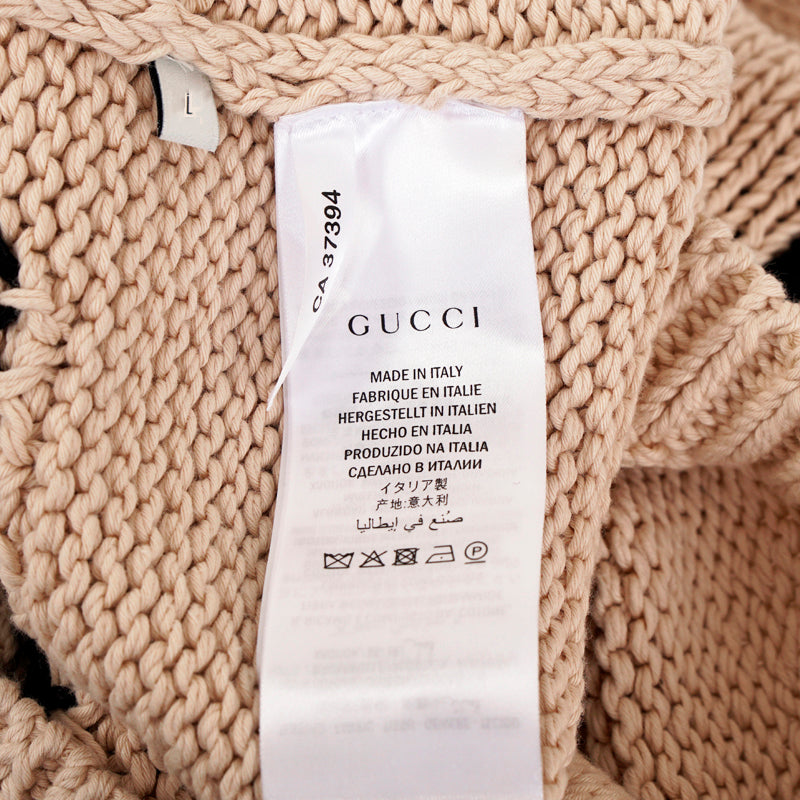 sz L NEW $1800 GUCCI Men's Tan RED STICHED LAMB Knit ANIMAL MAGNETISM SWEATER