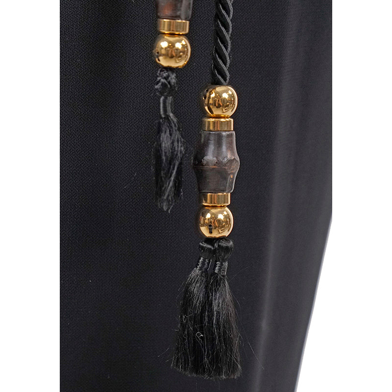 XXS NEW $1595 GUCCI Black DRAPE OPEN BACK Sleeveless CORD BAMBOO BELT DRESS LBD