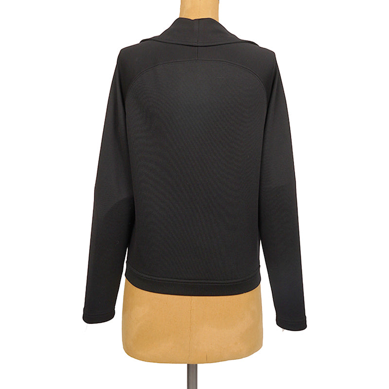 sz M VINTAGE GUCCI TOM FORD Black Cotton Jersey Ruffle Front SPORTY JACKET Y2K