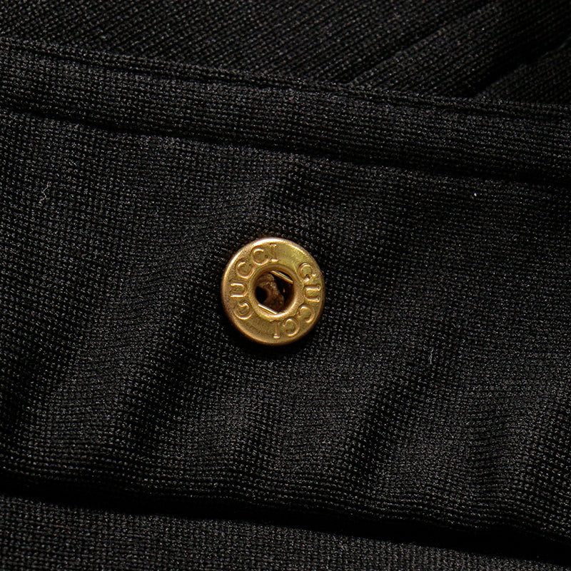 sz M VINTAGE GUCCI TOM FORD Black Cotton Jersey Ruffle Front SPORTY JACKET Y2K