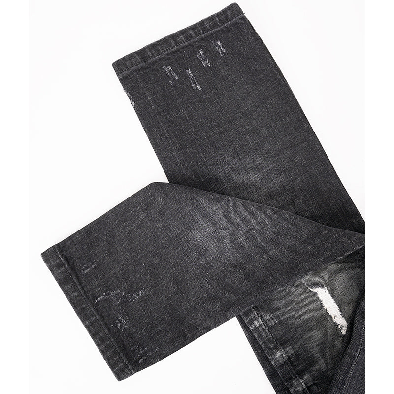 sz 42 NEW $895 GUCCI RUNWAY Black STONE WASHED Stretch DISTRESSED Cropped JEANS