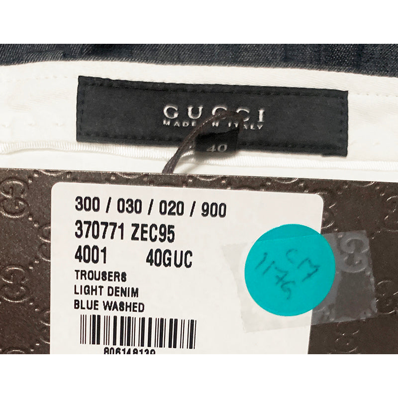 sz 40 NEW $795 GUCCI Blue Washed Light Cotton STRAIGHT LEG TROUSER Pants JEANS 4