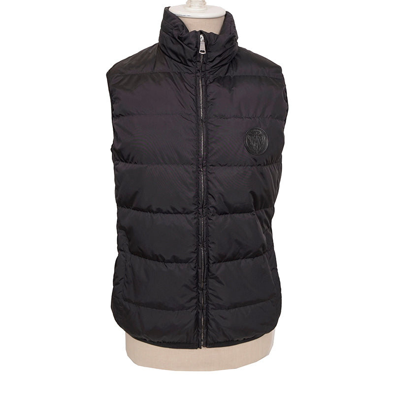 NEW $2,200 GUCCI Woman's Black Nylon Quilted DOWN FILLED Knight LOGO PUFFER VEST