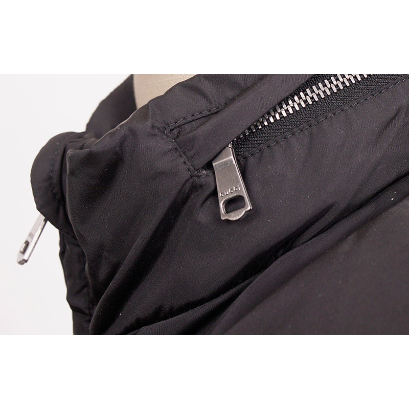 NEW $2,200 GUCCI Woman's Black Nylon Quilted DOWN FILLED Knight LOGO PUFFER VEST