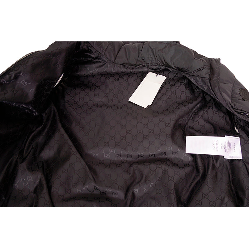 NEW $2,200 GUCCI Woman's Black Nylon Quilted DOWN FILLED Knight LOGO PUFFER VEST
