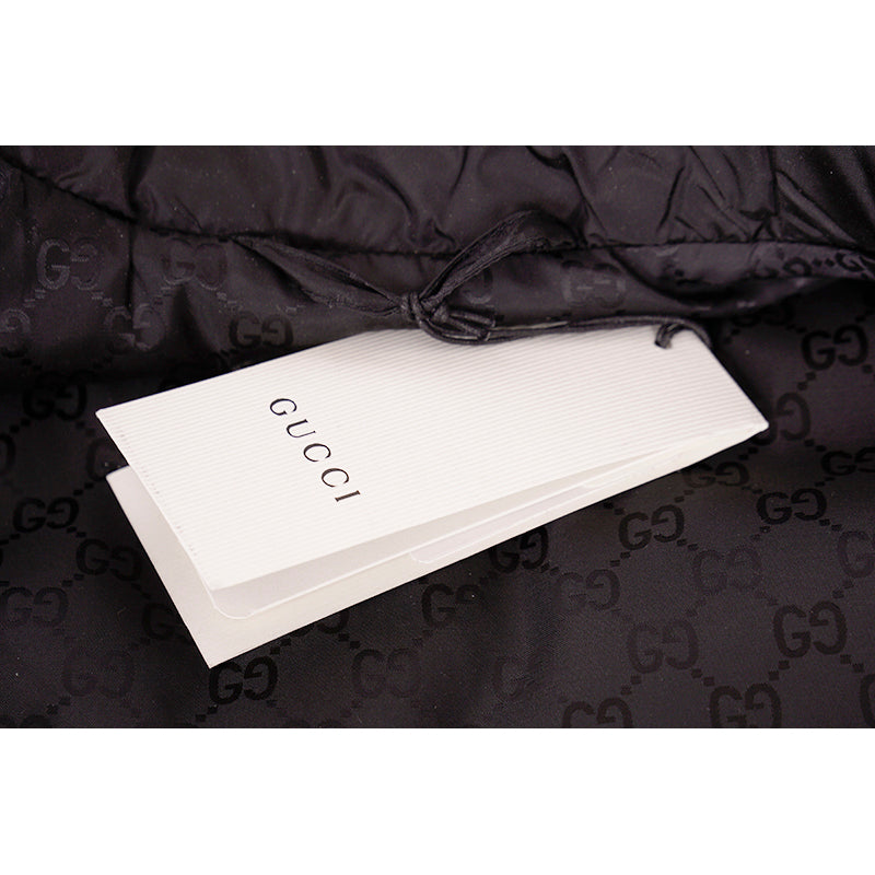 NEW $2,200 GUCCI Woman's Black Nylon Quilted DOWN FILLED Knight LOGO PUFFER VEST