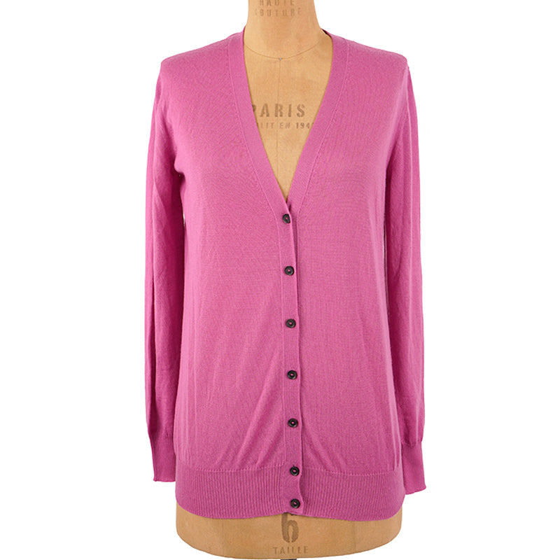 sz L NEW $895 GUCCI Pink 100% CASHMERE Wispy Spring CARDIGAN Sweater Knit Top