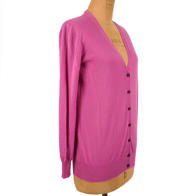 sz L NEW $895 GUCCI Pink 100% CASHMERE Wispy Spring CARDIGAN Sweater Knit Top