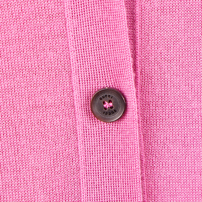 sz L NEW $895 GUCCI Pink 100% CASHMERE Wispy Spring CARDIGAN Sweater Knit Top