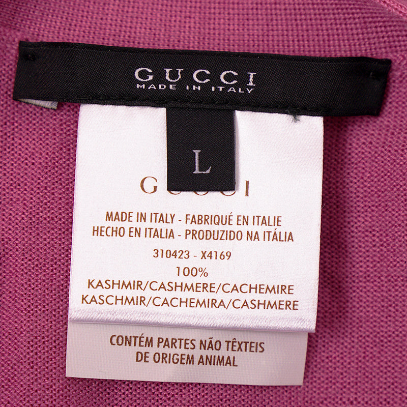 sz L NEW $895 GUCCI Pink 100% CASHMERE Wispy Spring CARDIGAN Sweater Knit Top