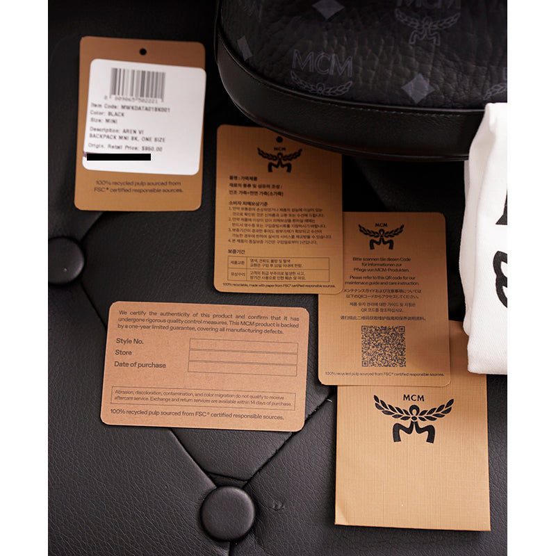 NEW $950 MCM Black Logo Monogram Visetos AREN VI Mini 2Way DRAWSTRING BUCKET BAG