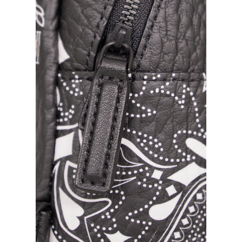 NEW $990 MCM Black Visetos White Logo Stark WESTERN BANDANA VI MINI BACKPACK BAG