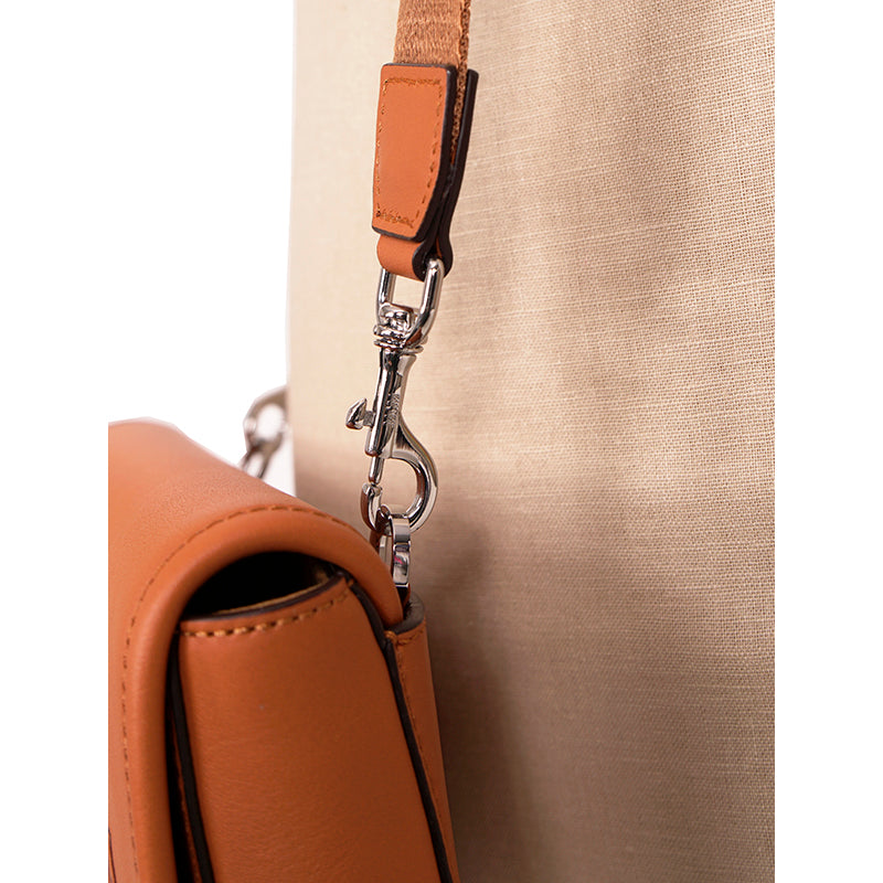 NEW $730 MCM Cognac Brown Leather MINI AREN LOGO Messenger CROSSBODY BAG NWT