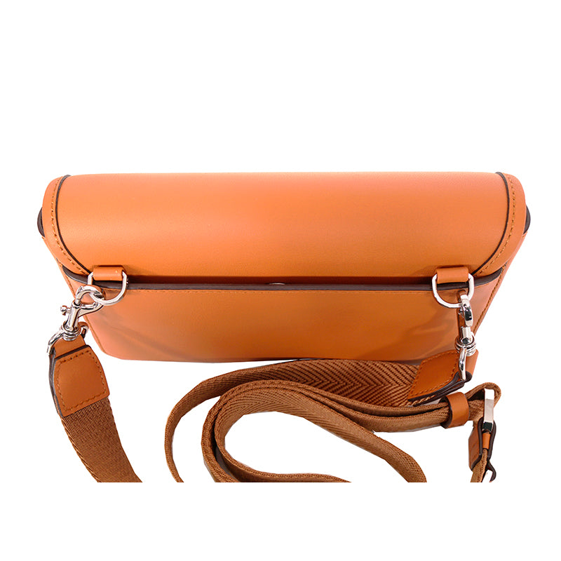 NEW $730 MCM Cognac Brown Leather MINI AREN LOGO Messenger CROSSBODY BAG NWT