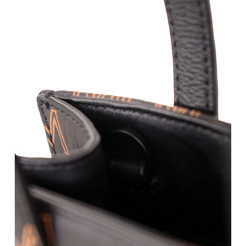 NEW $690 MCM Black Coated Canvas MINI AREN ORANGE LOGO Visetos CROSSBODY BAG NWT