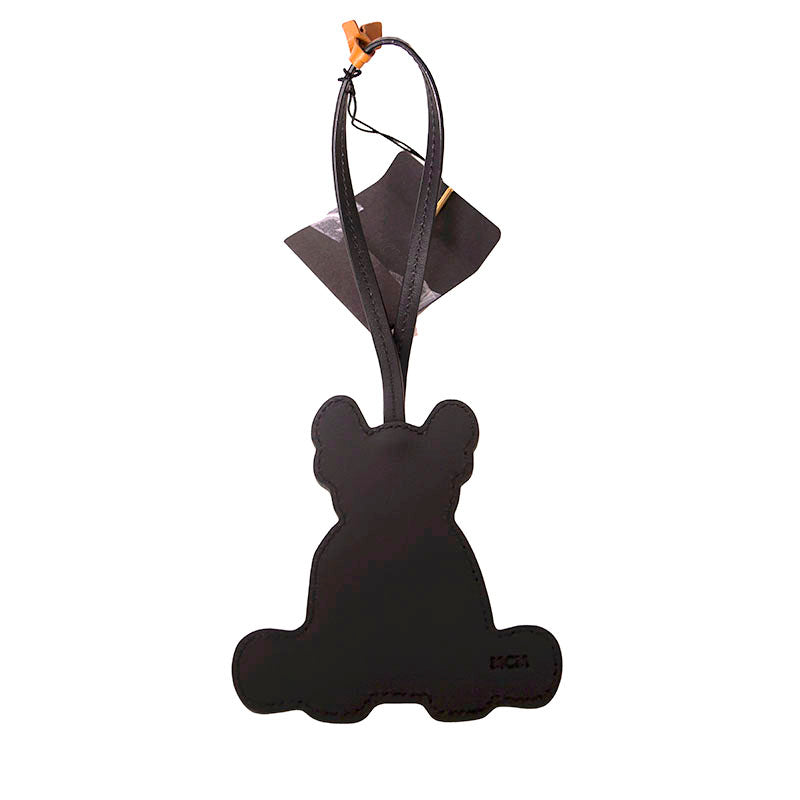 NEW $125 MCM Black/Camel Maxi Visetos French BULLDOG M PUP BAG Logo CHARM NWT