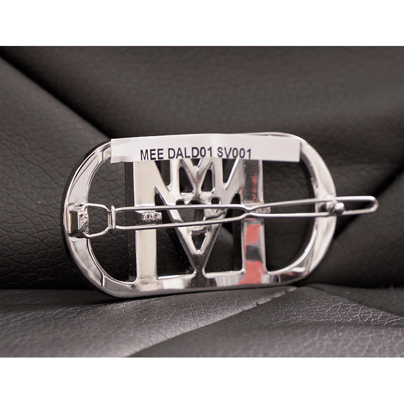 NEW $230 MCM Silver Tone Duralumin LOGO Swarovski Pave Crystal HAIR PIN BARRETTE