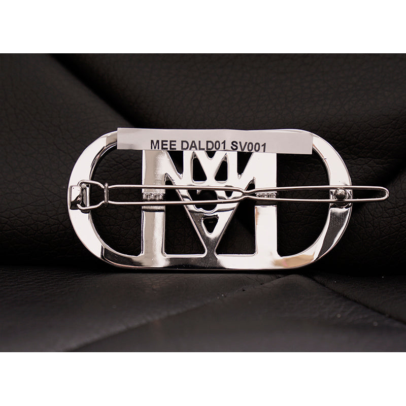 NEW $230 MCM Silver Tone Duralumin LOGO Swarovski Pave Crystal HAIR PIN BARRETTE
