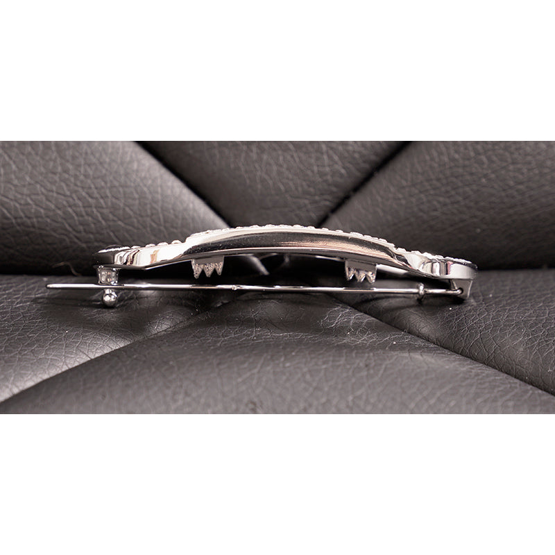 NEW $230 MCM Silver Tone Duralumin LOGO Swarovski Pave Crystal HAIR PIN BARRETTE