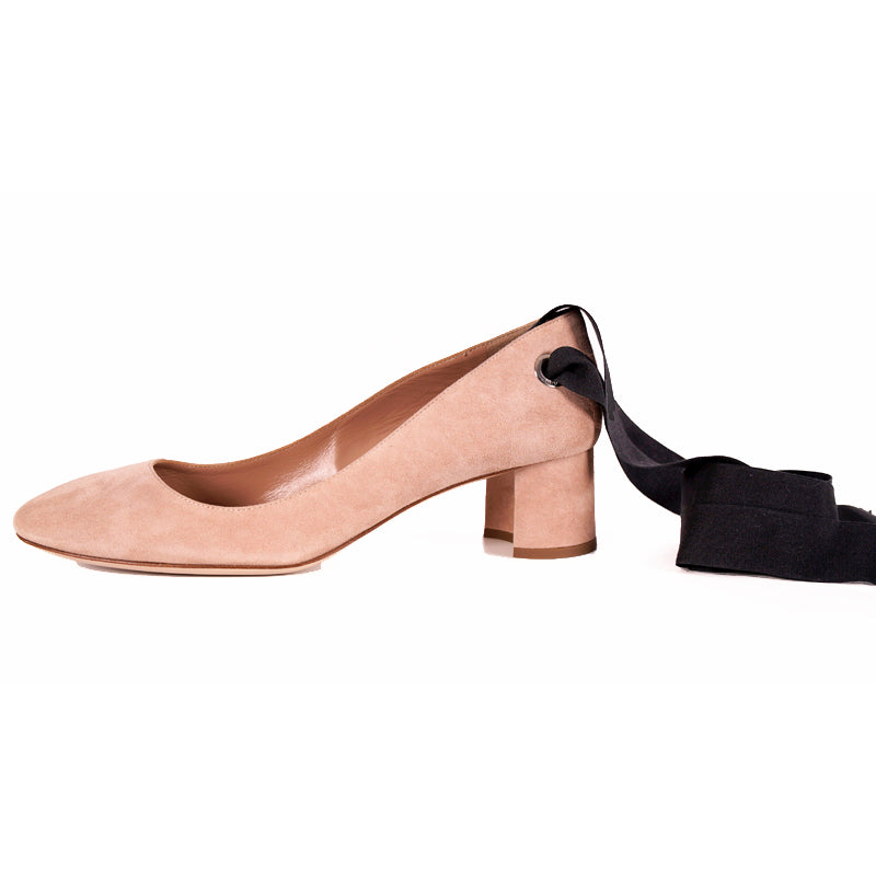 sz 36.5 NEW $1150 MIU MIU Nuede Suede Leather WRAP AROUND LACE UP PUMPS HEELS NIB