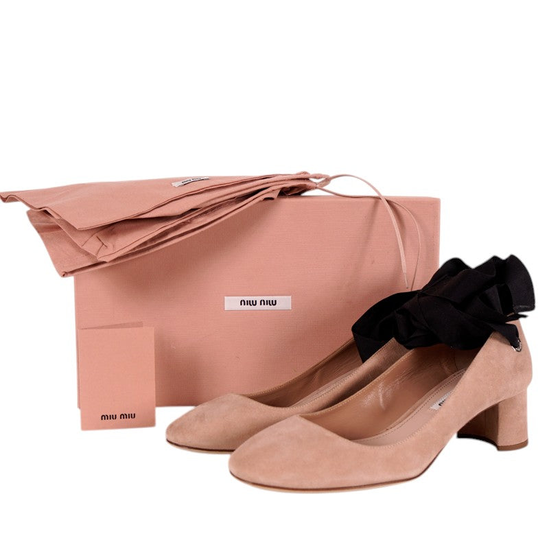 sz 36.5 NEW $1150 MIU MIU Nuede Suede Leather WRAP AROUND LACE UP PUMPS HEELS NIB