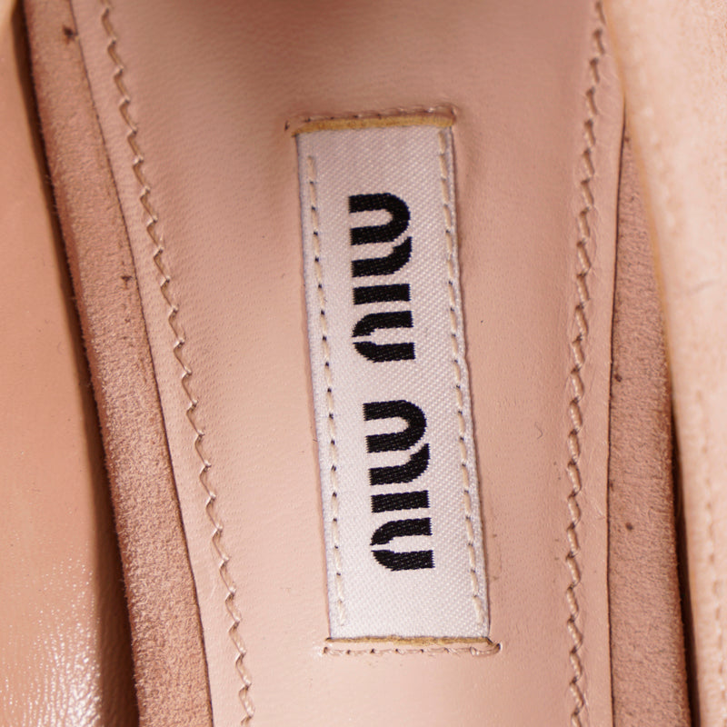 sz 36.5 NEW $1150 MIU MIU Nuede Suede Leather WRAP AROUND LACE UP PUMPS HEELS NIB