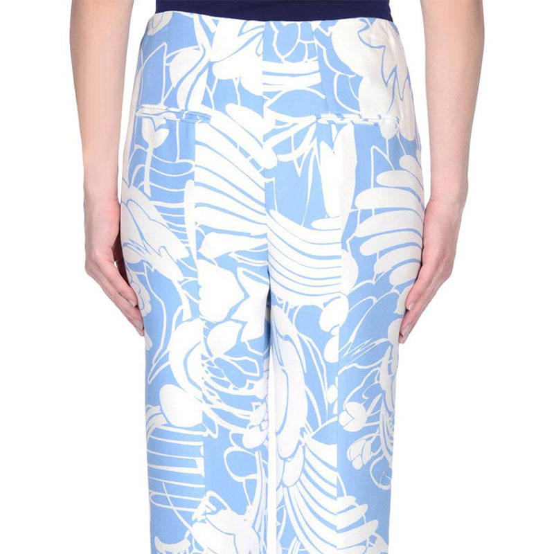 sz 42 NEW $1,260 MIU MIU Blue White Tropica Floral CROPPED SPRING SUMMER PANTS