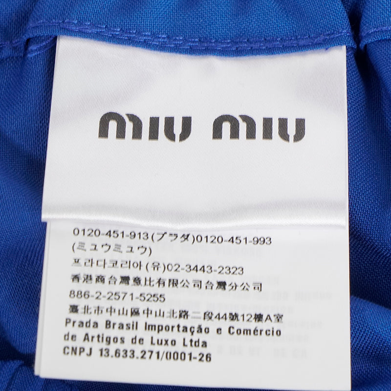 sz 38 XS NEW $845 MIU MIU Blue WHITE SPORTY SIDE STRIPE Wool Mohair TRACK PANTS XS
