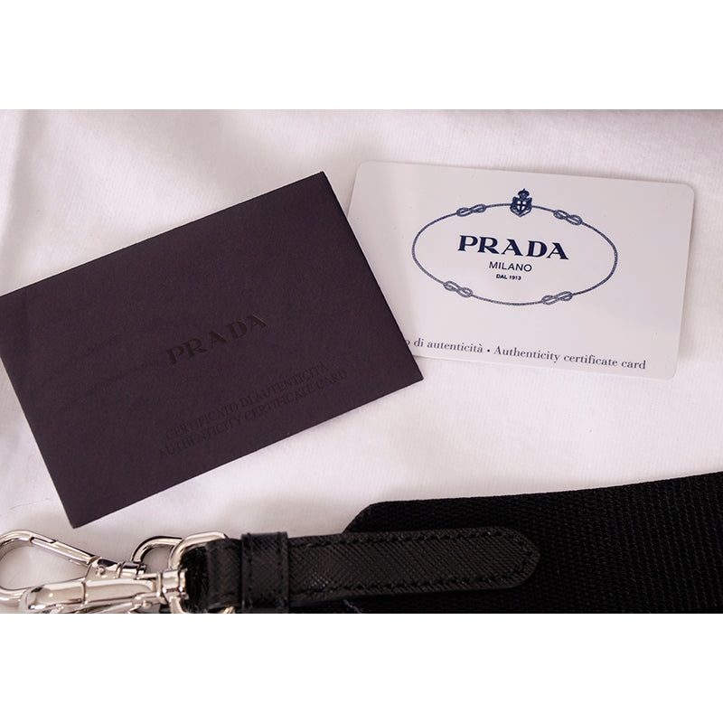 NEW $1795 PRADA Black NEON MONKEY LOGO Nylon CROSSBODY STRAP SHOPPER TOTE BAG