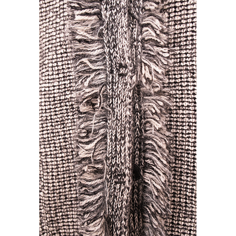 sz 40/46 NEW $1470 PRADA Black White Gray TWEED KNIT Wool Blend Sweater CARDIGAN L