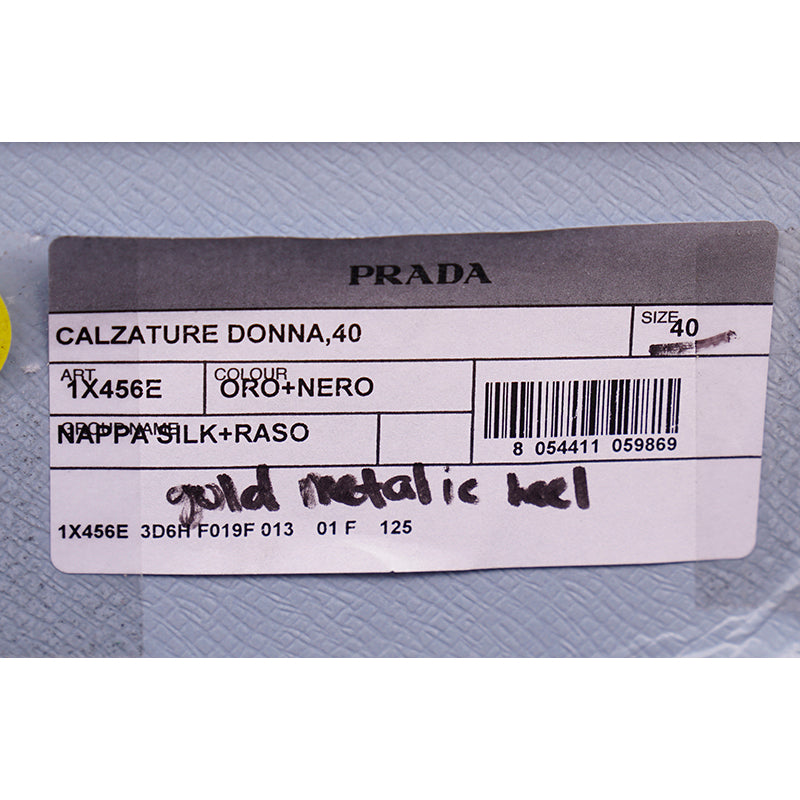 40 US 9.5 NEW $1100 PRADA Vintage 2013 RUNWAY Gold Leather CHUNKY Open Toe HEELS