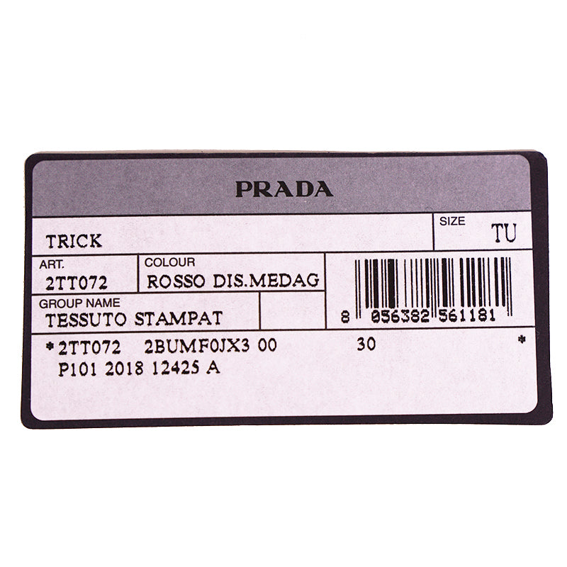 NEW $650 PRADA Red WALLPAPER TIE NYLON Saffiano Trim Key Chain Trick BAG CHARM